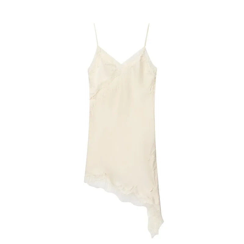 Lace Slip Mini Dress Women Satin Backless Summer Dress Woman Asymmetric Party Women's Dress Sexy Beach Dresses for Women