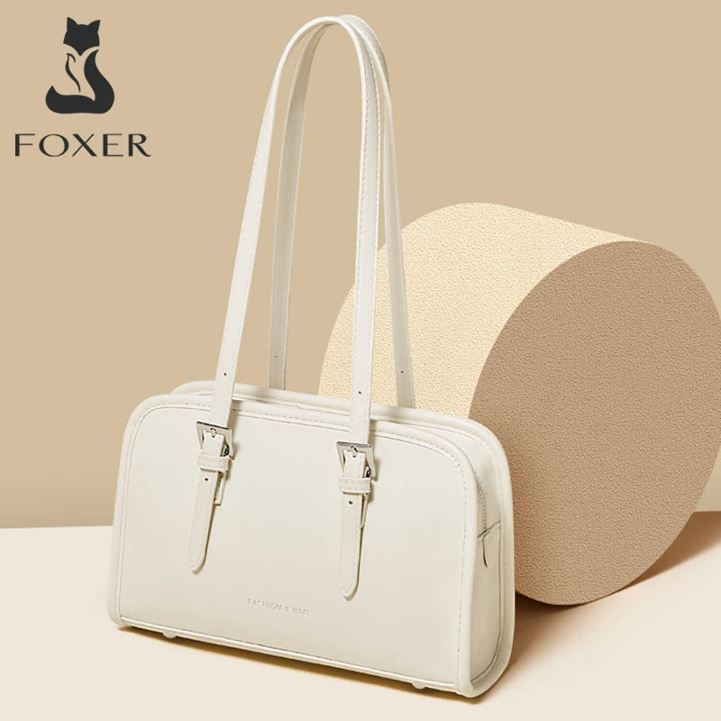 FOXER Soft PU Shoulder Bag for Women 2026 Trendy Fashion Solid Handbag Luxury Design Ladies Underarm Bag Purse