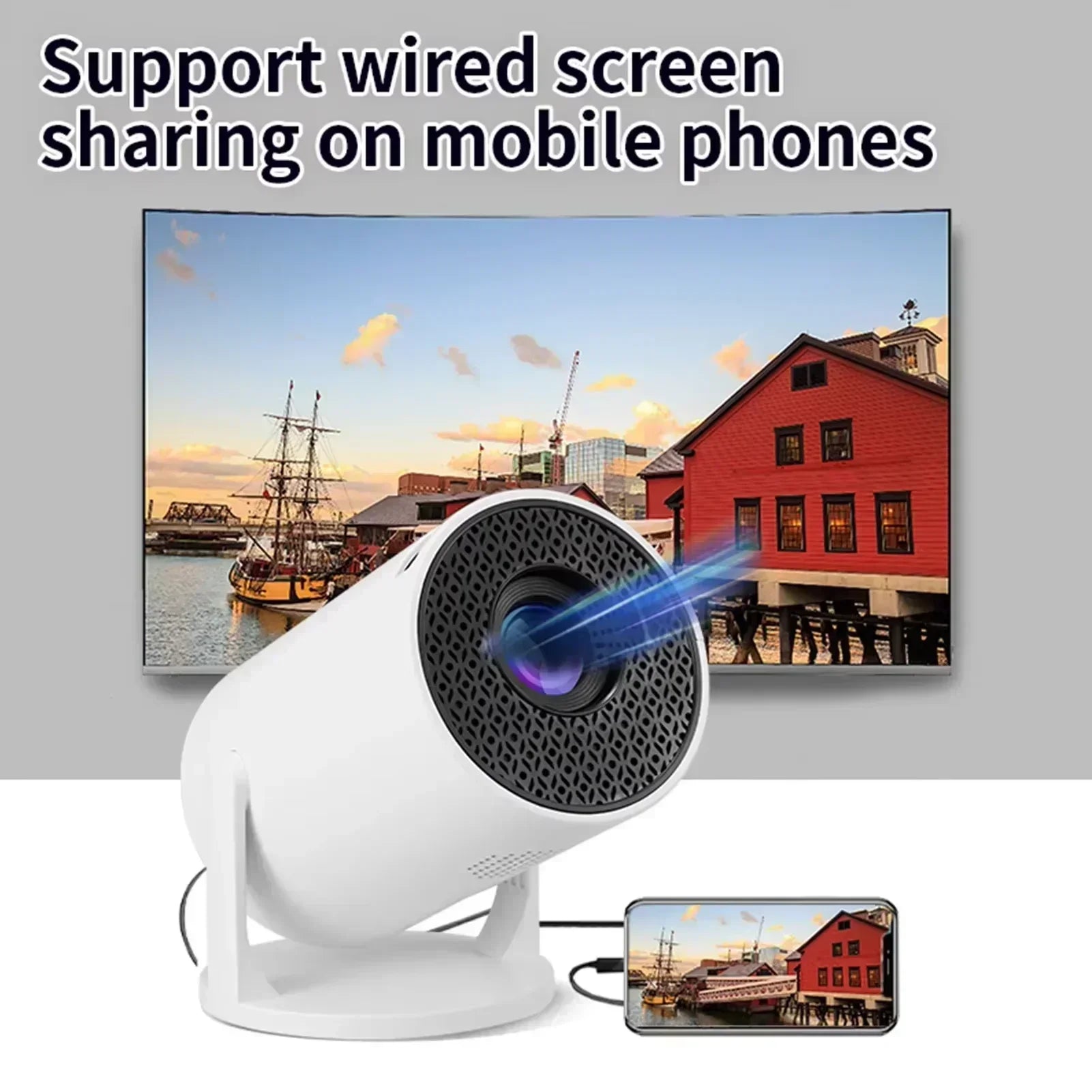 Projecteur Portable HY300 4K Android 11 - Mini Vidéoprojecteur WiFi6 260 ANSI Lumens