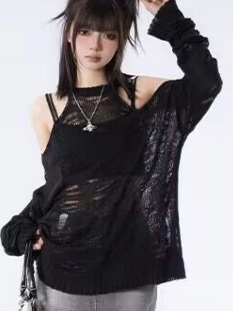 Women's Off-Shoulder Sweater – Korean Streetwear Style