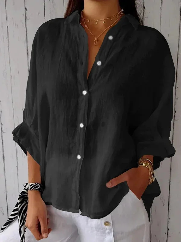 Loose Cotton Linen Shirts For Women Fashion Tie-back Lace-up Button Blouses And Tops 2024 Spring Summer Elegant Women's Shirt