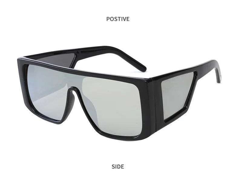 One-Piece Mirror Goggles — Oversized Vintage UV400