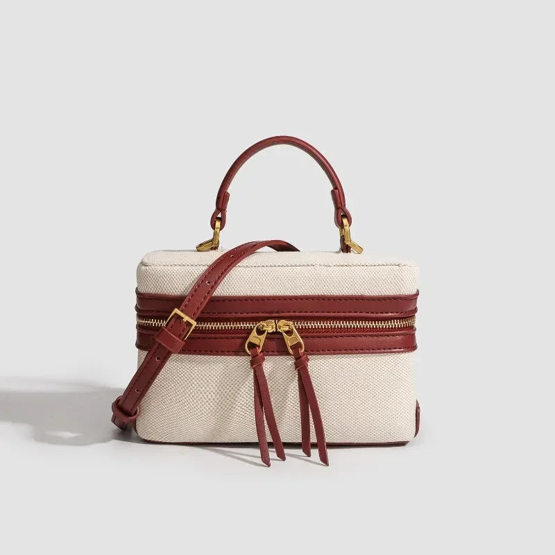 Women's Canvas Box Handbag – Fashion Style Rigid Shoulder Bag