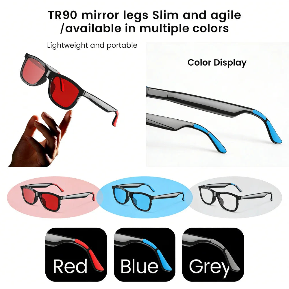 Nouvelles Lunettes Audio Intelligentes Bluetooth Lunettes de Soleil Commande Tactile Verres Photochromiques Double Micro Annulation du Bruit Son Clair Appels Mains Libres