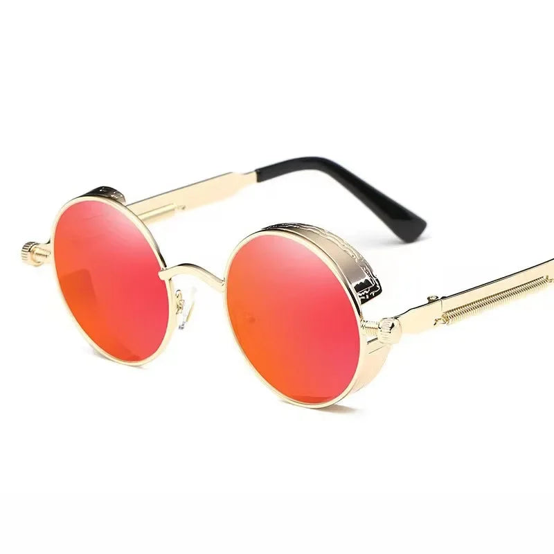 Lunettes de soleil steampunk classiques hommes femmes rétro gothique rond lunettes de soleil pour hommes mode punk fête conduite lunettes de soleil