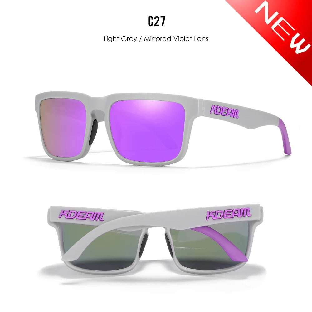 KDEAM Polarized Square Sunglasses — Colorful Lens + Hard Case