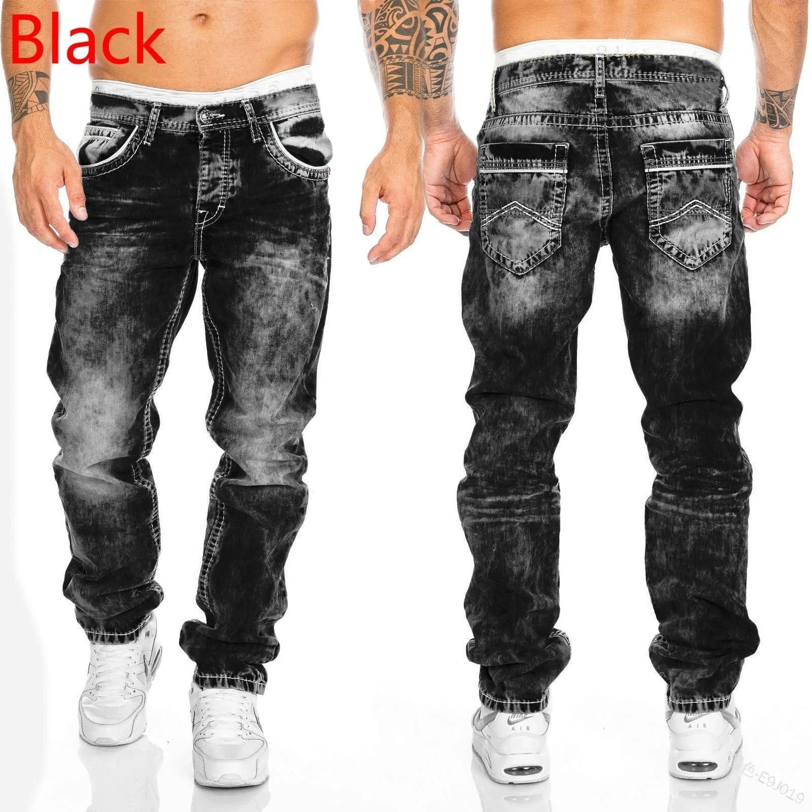 Men's Stretch Straight Leg Jeans – Casual Streetwear Denim for All Seasons