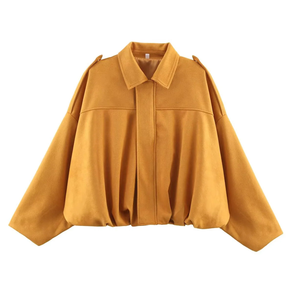Women's Bomber Jacket – Suede Zip-Up Long Sleeves with Pockets | Streetwear Style