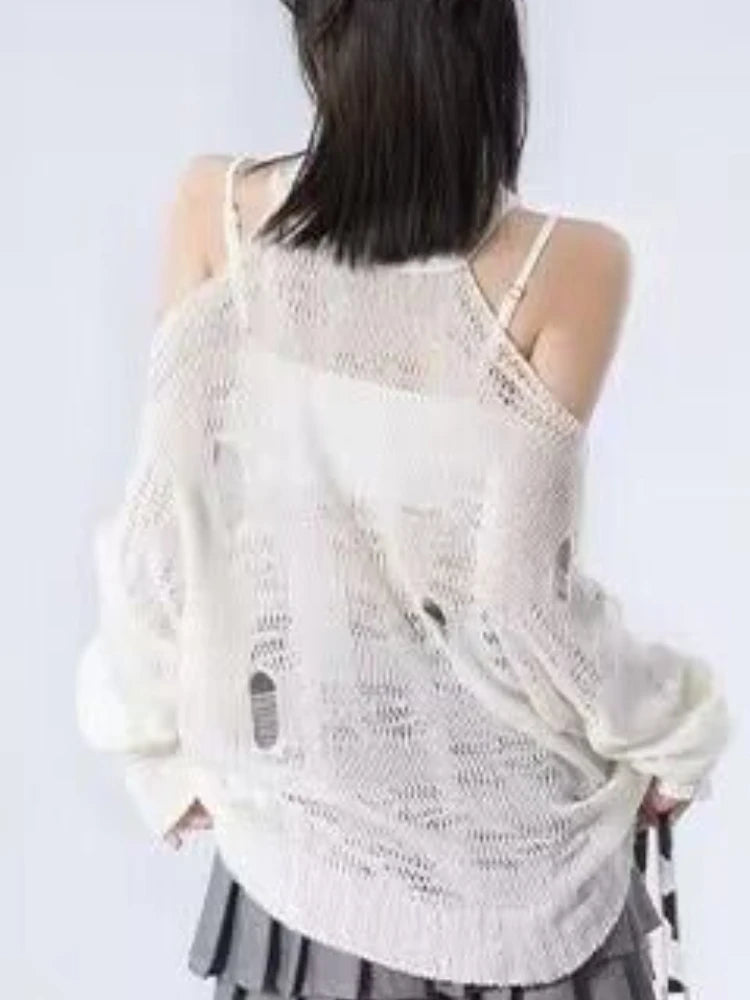Women's Off-Shoulder Sweater – Korean Streetwear Style