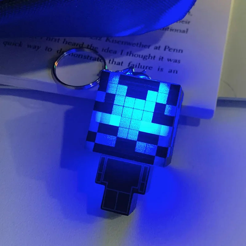 Porte-Clés Minecraft Lumineux - Mini Blocs 3D LED