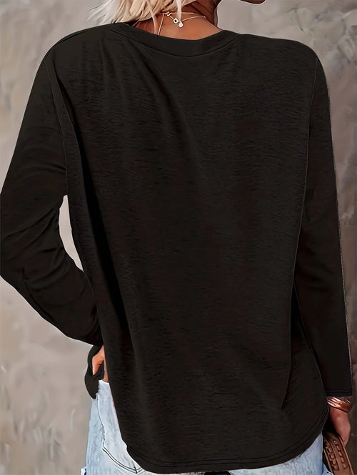 100% pure cotton women's spring and autumn loose comfortable faith cross graphic printed long sleeved round neck T-shirt