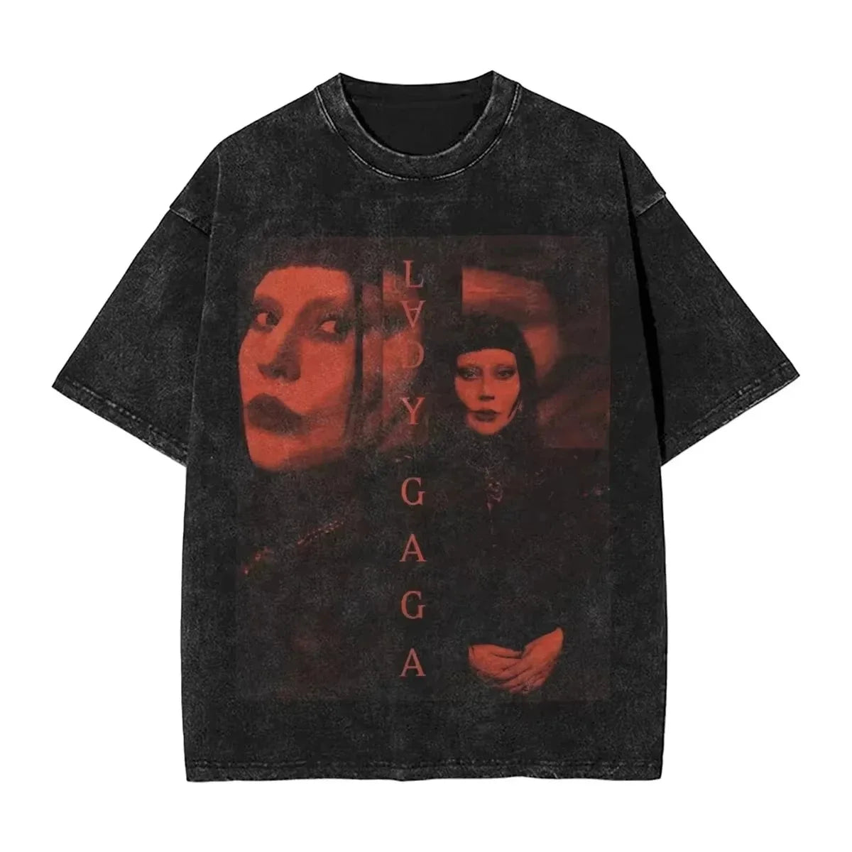 Lady Gaga Vintage Washed T-Shirt Mayhem Sleeve Print Hip Hop Vintage High Street Streetwear Unisex Harajuku Style Top T-shirt