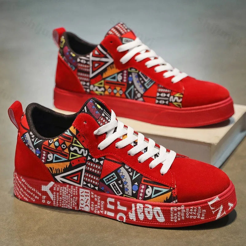 Baskets Graffiti Streetwear Homme - Sneakers Casual Plateforme
