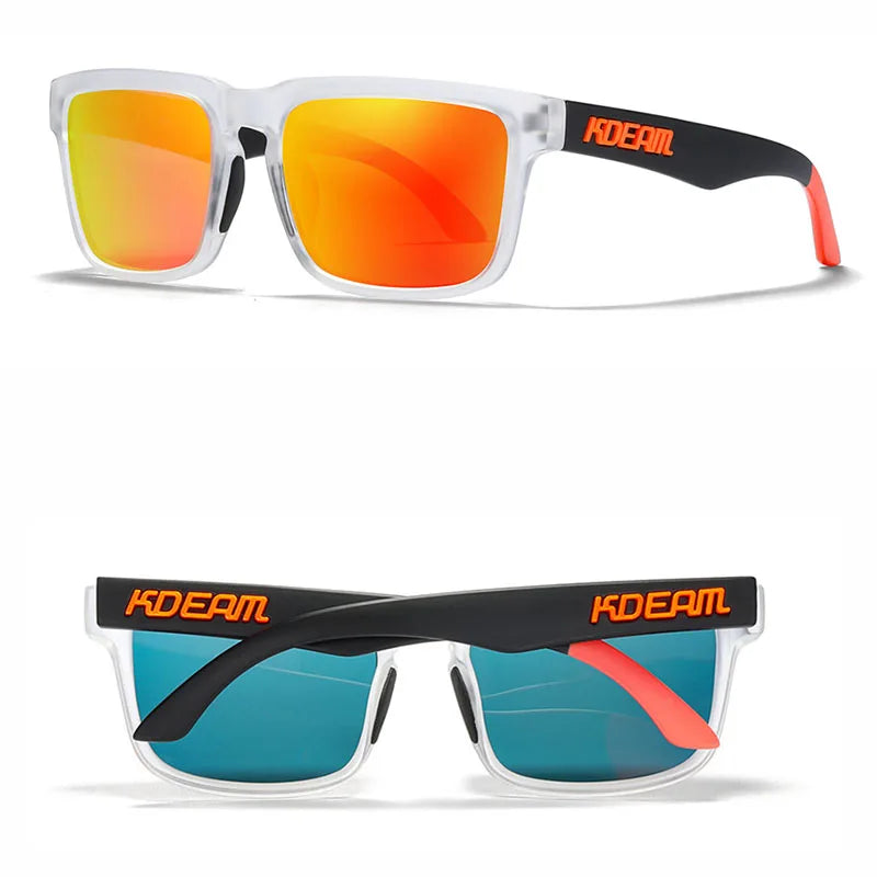 KDEAM Polarized Square Sunglasses — Colorful Lens + Hard Case