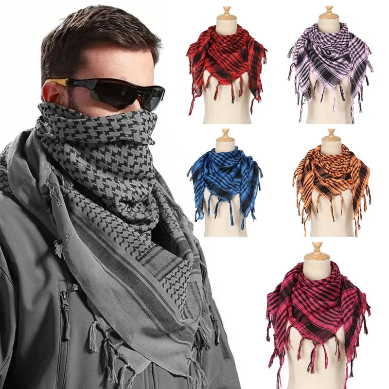 Unisex Tactical Houndstooth Scarf – Warm, Windproof, Spring-Winter