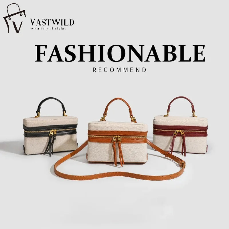 Women's Canvas Box Handbag – Fashion Style Rigid Shoulder Bag