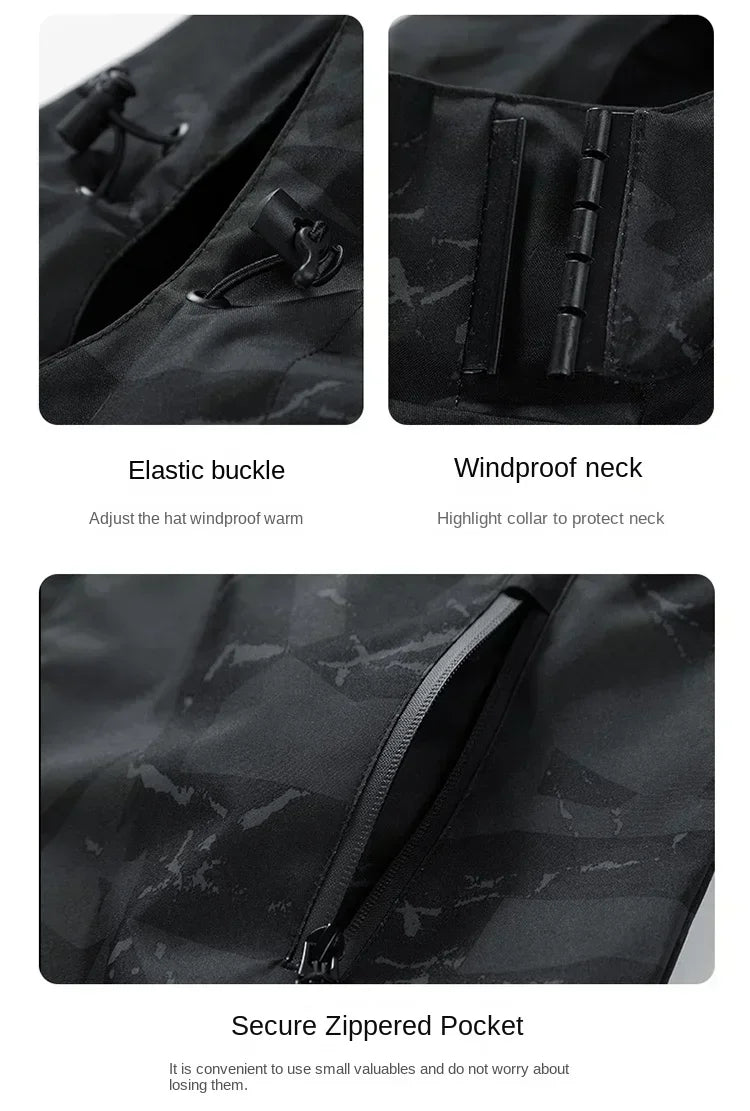 2026 Autumn Men's Jacket Korean Fashion Loose Waterproof Hooded Coat Outdoor Leisure Function Camping Camo Jacket Men's Workwear