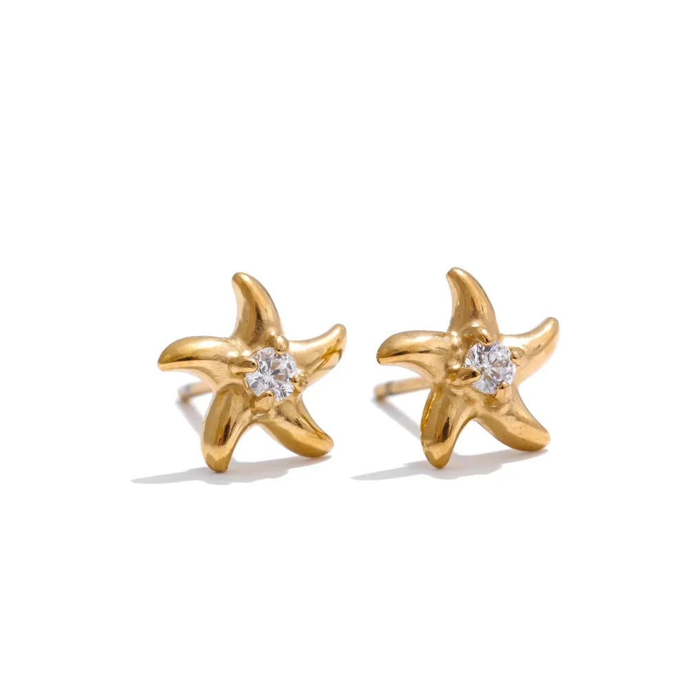 Starfish Necklace & Bracelet – Cubic Zirconia & Gold Plated Stainless Steel | Yhpup