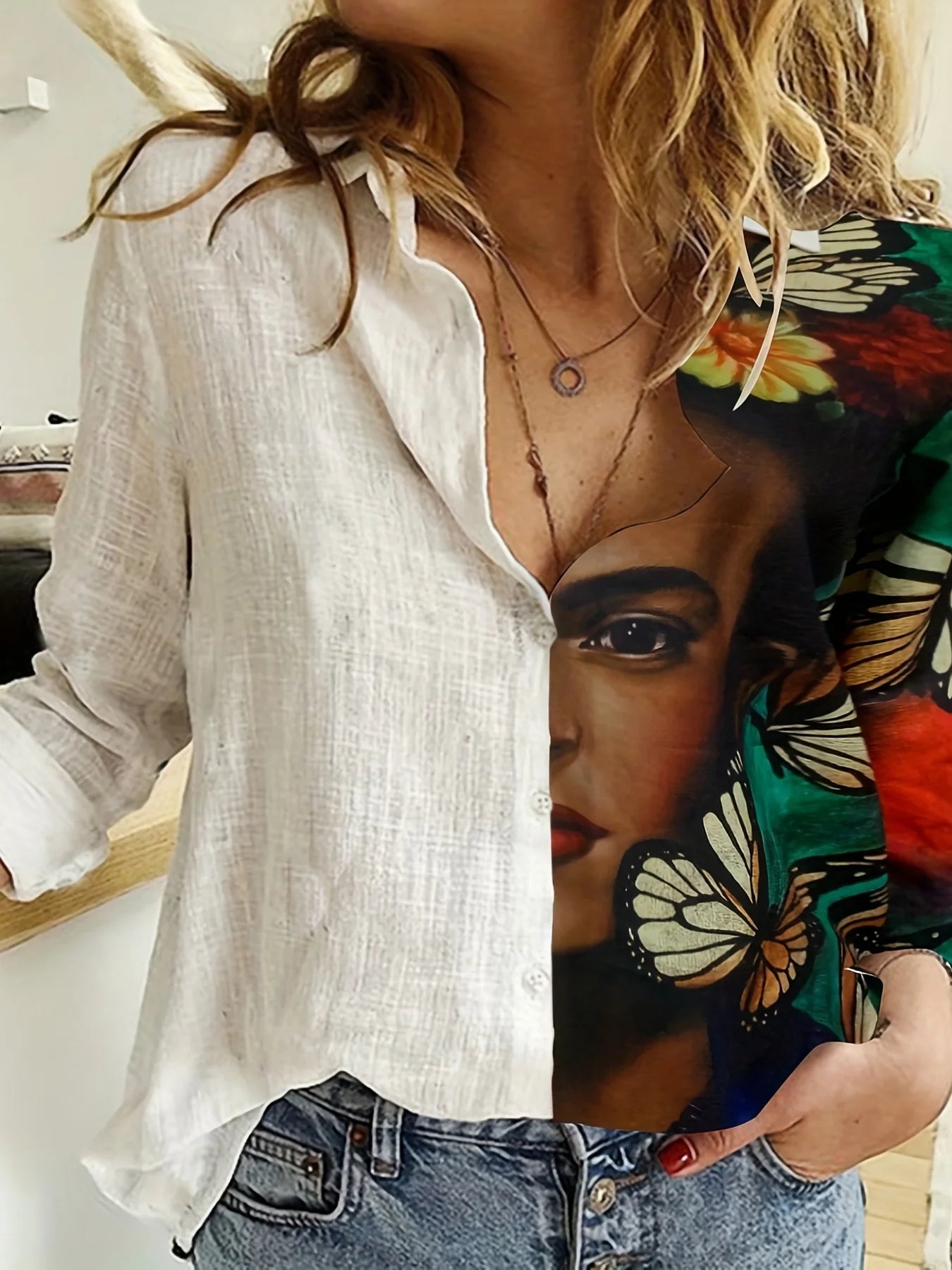 Women's High Neck Long Sleeve Top – Elegant Vintage Style