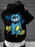 Hoodie Homme Ours Graffiti Automne - Sweat à Capuche Street Confortable