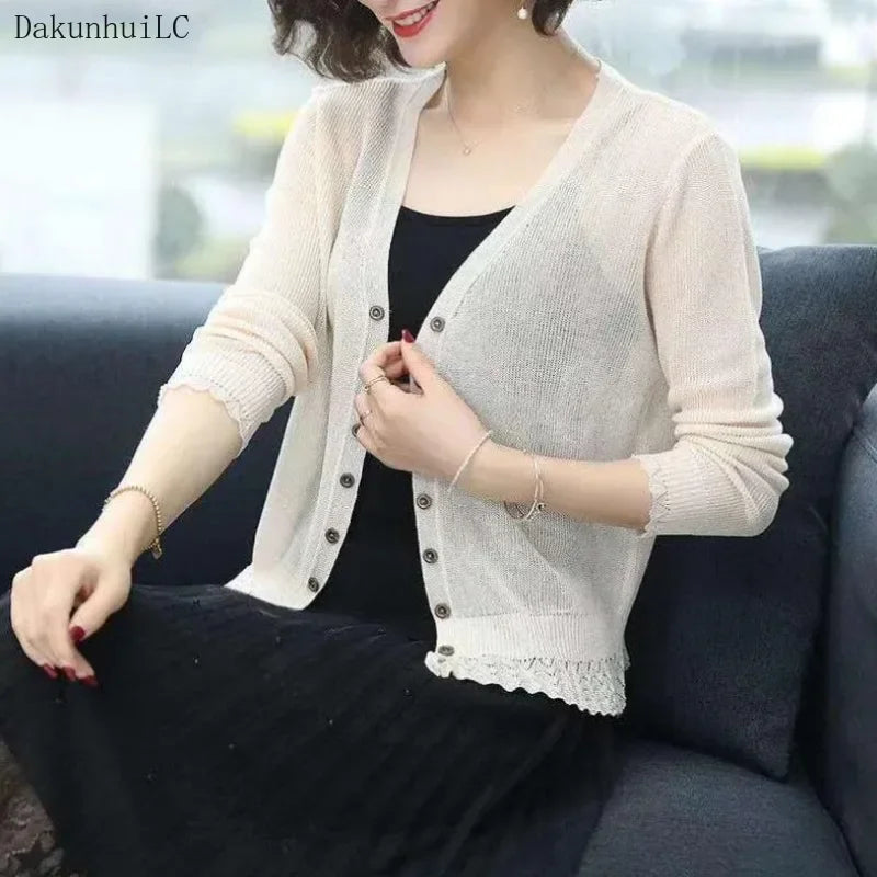 New 2026  Summer Cardigan Women Hollow Out Shawl Knitted Sweater Female Cardigans Women Thin Jacket Coat Ladies Tops