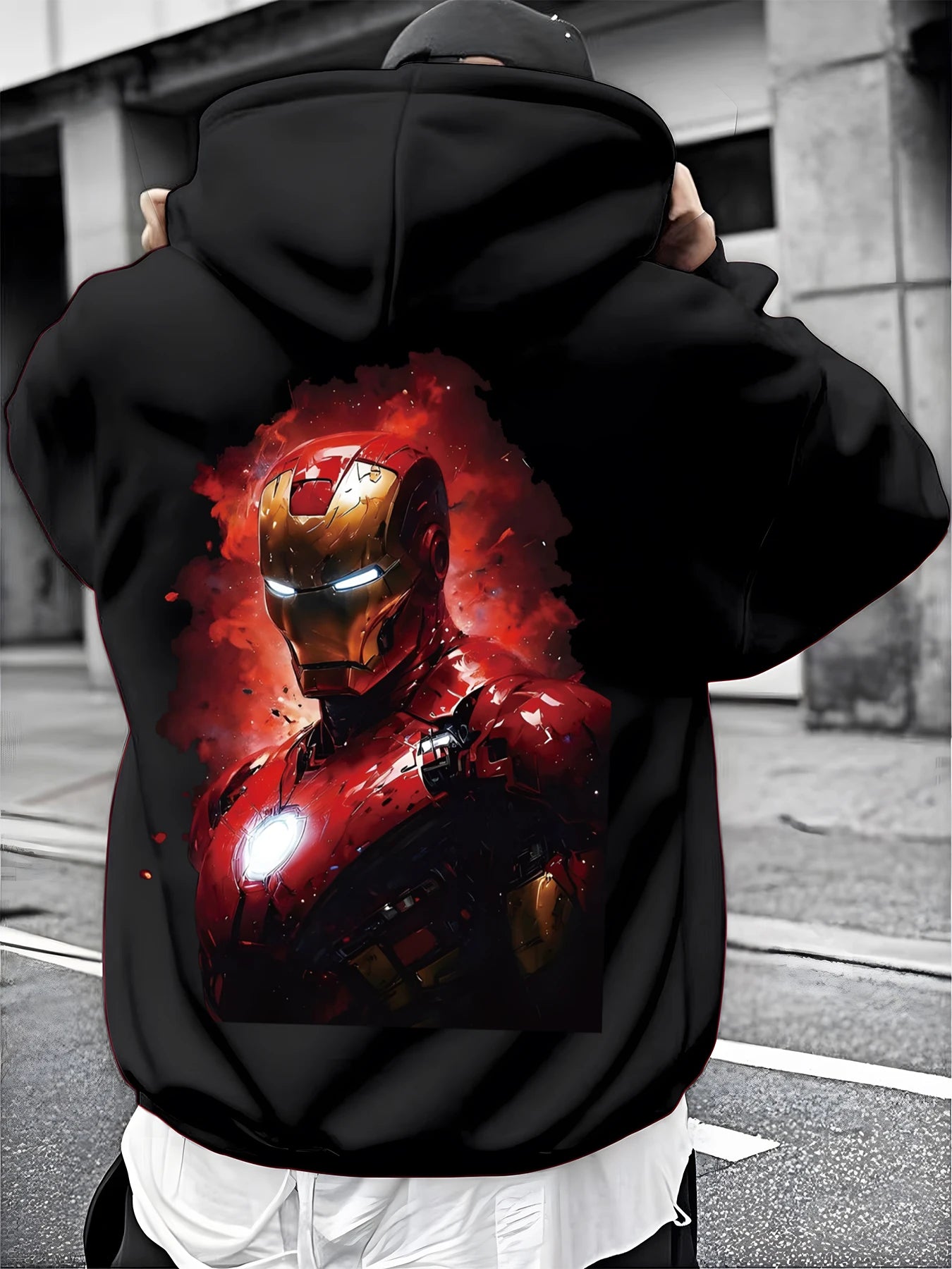 Men's Black Hoodie with Groot Print Guardians of The Galaxy Graphic Pullover 100% Cotton Casual Streetwear for Marvel Fans