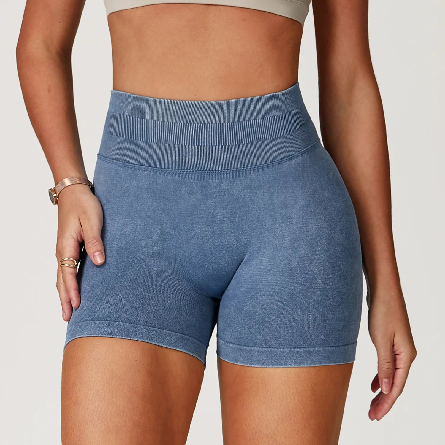 Short de yoga taille haute pour femme, délavé au sable, short de sport, short de fitness, short de course à pied, short de gym, short galbant