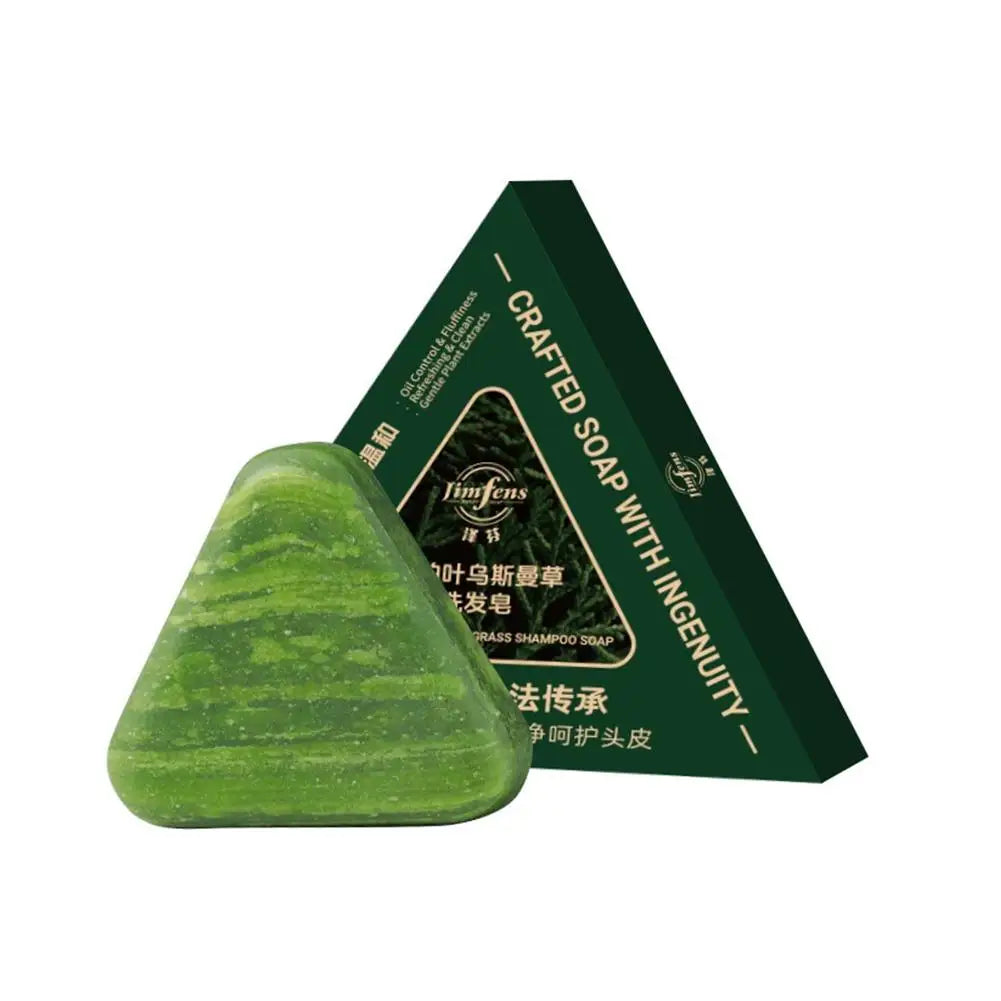 Usman Grass & Platycladus Herbal Shampoo Soap Natural Hair Loss Treat Strengthens Roots Controls Oil Cleanses Scalp Hair Growth