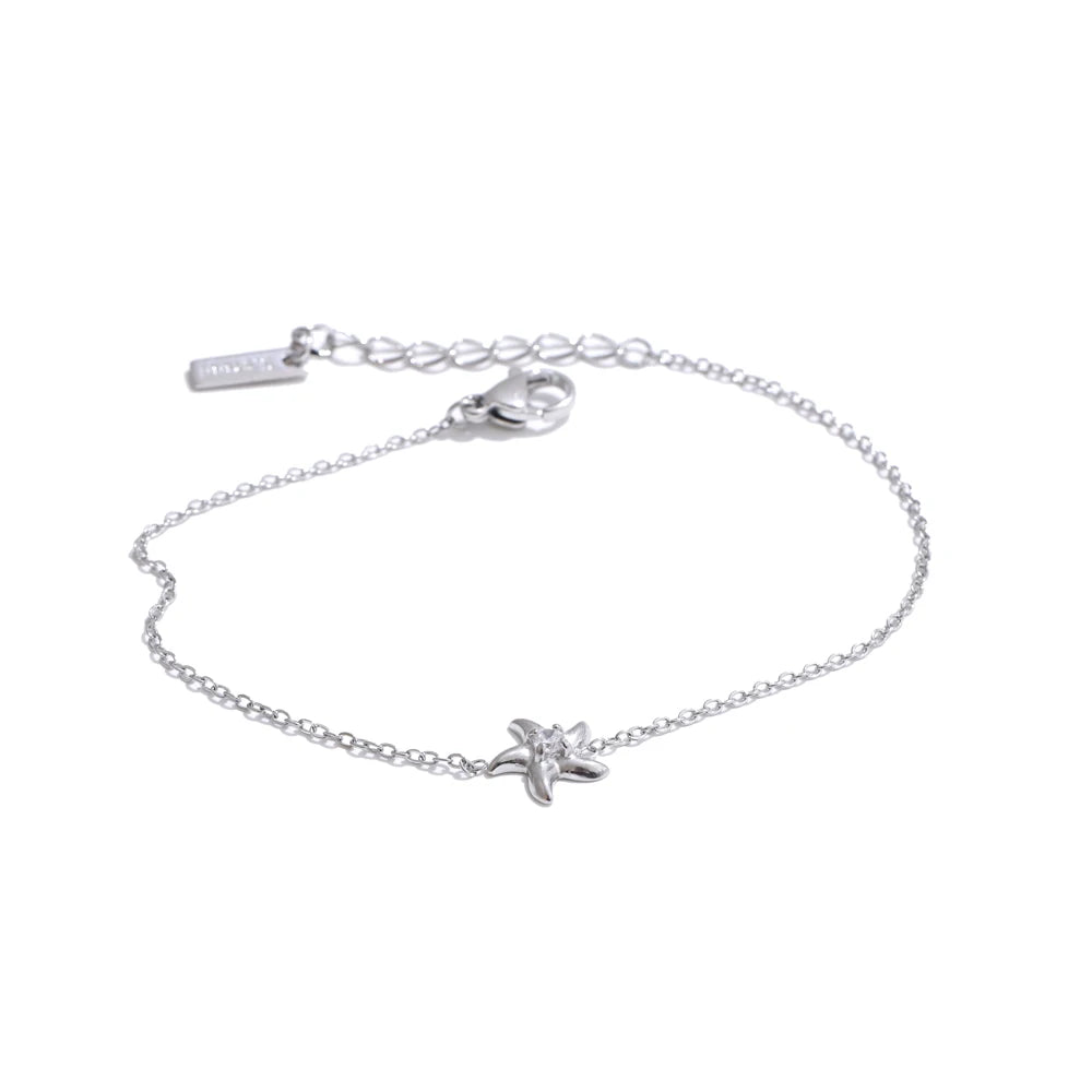 Starfish Necklace & Bracelet – Cubic Zirconia & Gold Plated Stainless Steel | Yhpup