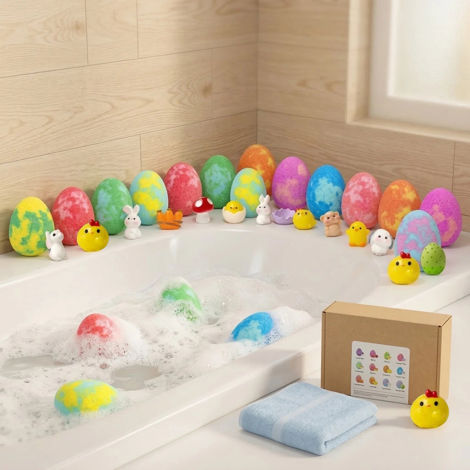 Pack of 16 Surprise Bath Bombs for Children – Hidden Toy, Assorted Colors & Scents