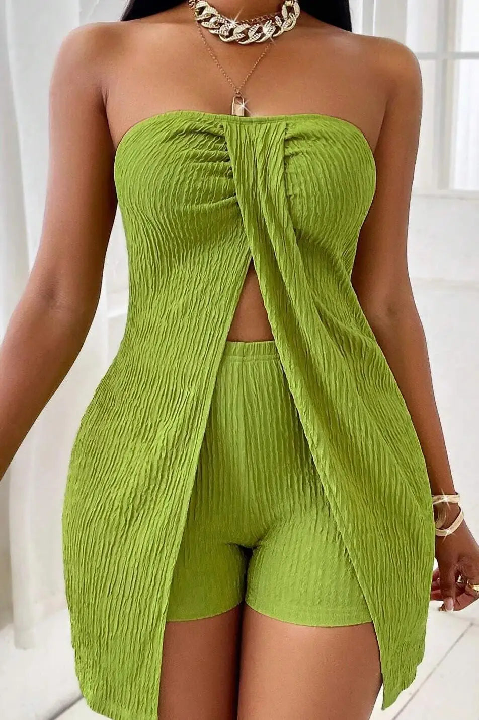 Women's Slit Two-Piece Set – Tank & Shorts