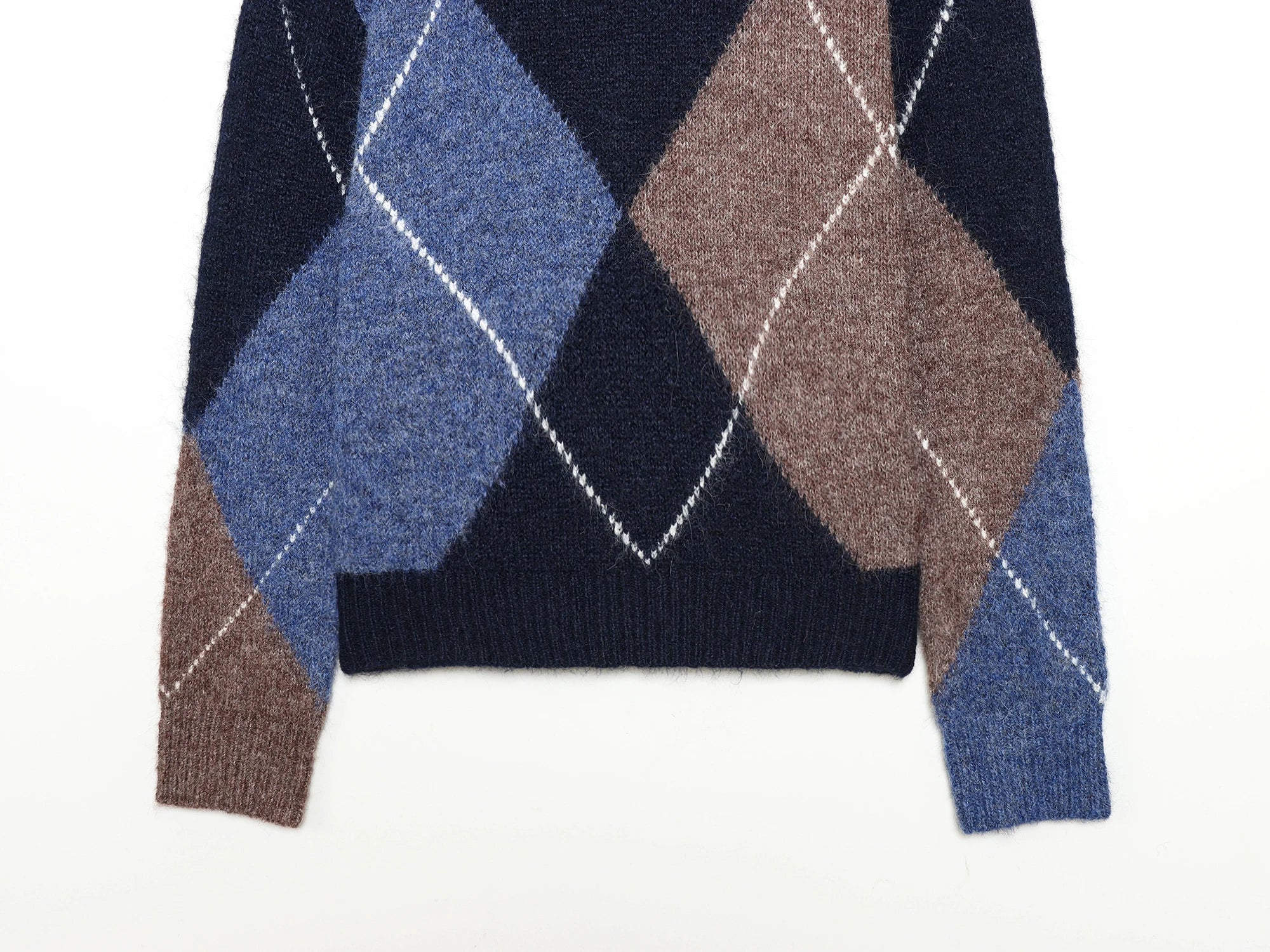 KONDALA Trendy Casual Contrasting Sweater Women Elegant Rhombus Knitted Sweater 2026 Spring Fashion Holidays Chic Female Sweater