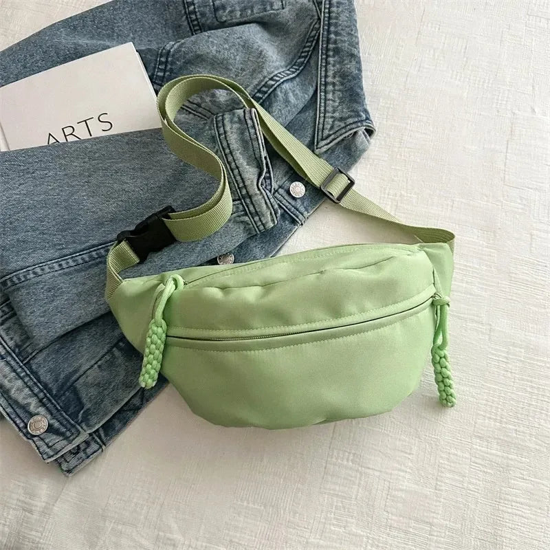 Chest Banana Bag for Women Sling Crossbody Waist Pack Canvas Running Waist Bag Casual Fanny Packs Sport Half Moon Belt Bag