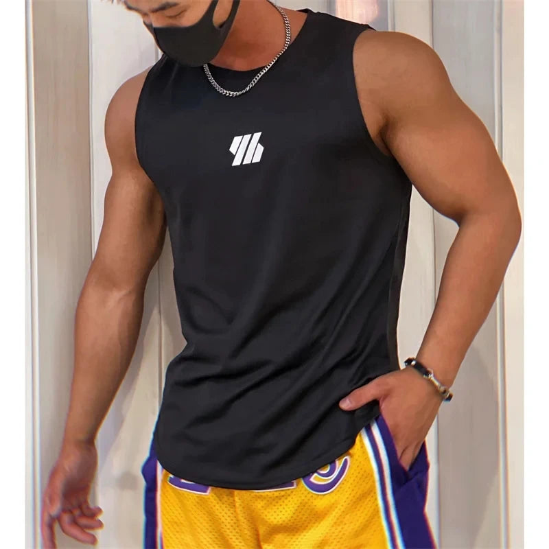 2026 newest Summer Gym Vest High Quality mesh Shirt Sleeveless T-shirts Men Tank Tops running Fitness Sports Vest men Clothing
