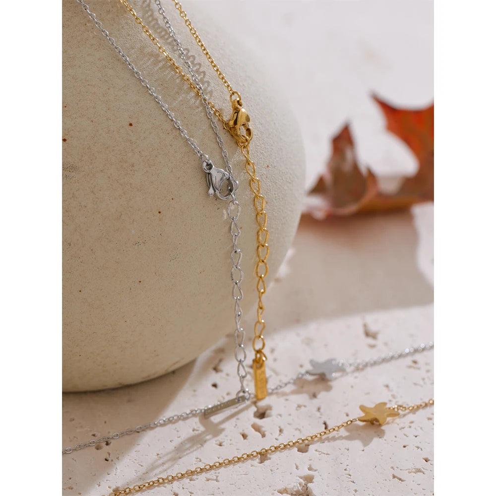 Starfish Necklace & Bracelet – Cubic Zirconia & Gold Plated Stainless Steel | Yhpup