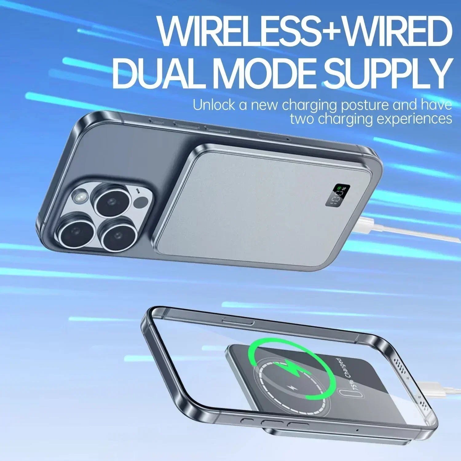 For IPHONE Ultra-thin 500000mAh Mobile Power Bank MagSafe Magnetic Wireless Fast Charging Portable Electronic Display For iPhone