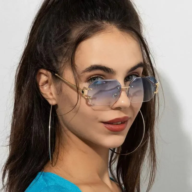 Nouveauté Lunettes de soleil sans monture femme 2026 Tendance Mode Lunettes Protection solaire Luxe Femme Lentes De Sol Mujer Lunette Soleil Femme
