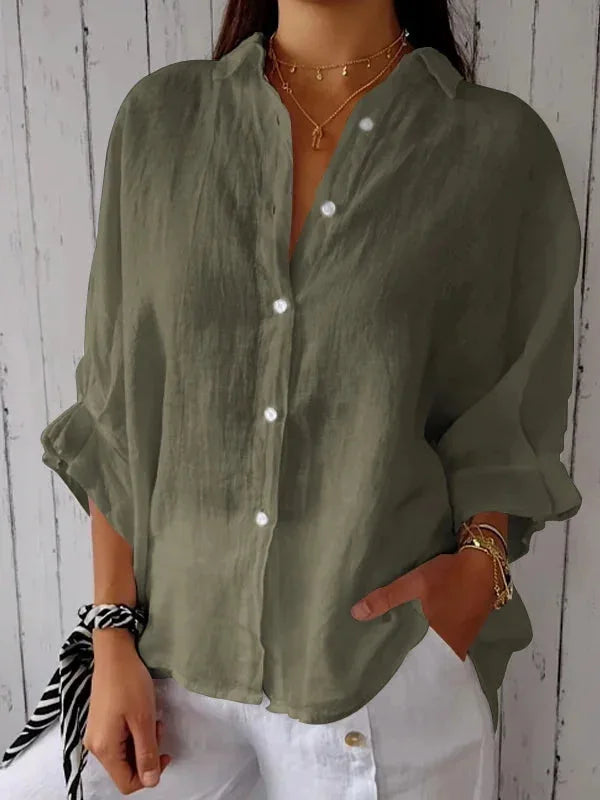 Loose Cotton Linen Shirts For Women Fashion Tie-back Lace-up Button Blouses And Tops 2024 Spring Summer Elegant Women's Shirt