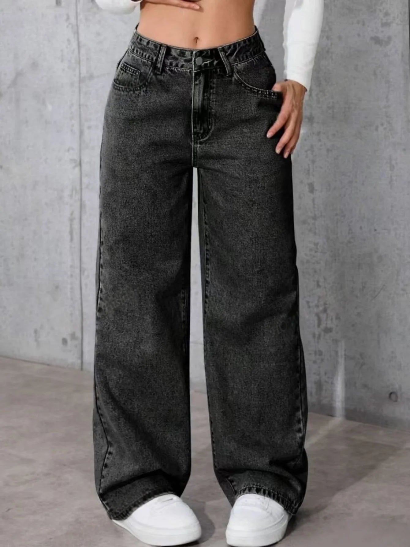 Women's Y2K Wide Leg Baggy Jeans – Vintage Streetwear