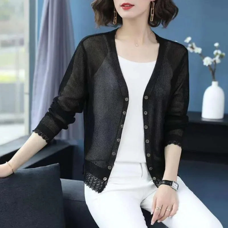 New 2026  Summer Cardigan Women Hollow Out Shawl Knitted Sweater Female Cardigans Women Thin Jacket Coat Ladies Tops