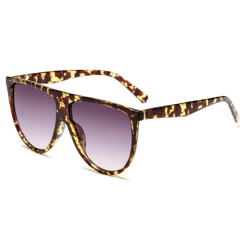 Lunettes de soleil oversize rétro pour femmes 2026 Marque Lunette Soleil Femme Grande monture à dessus plat Lunettes de créateur Teintes vintage