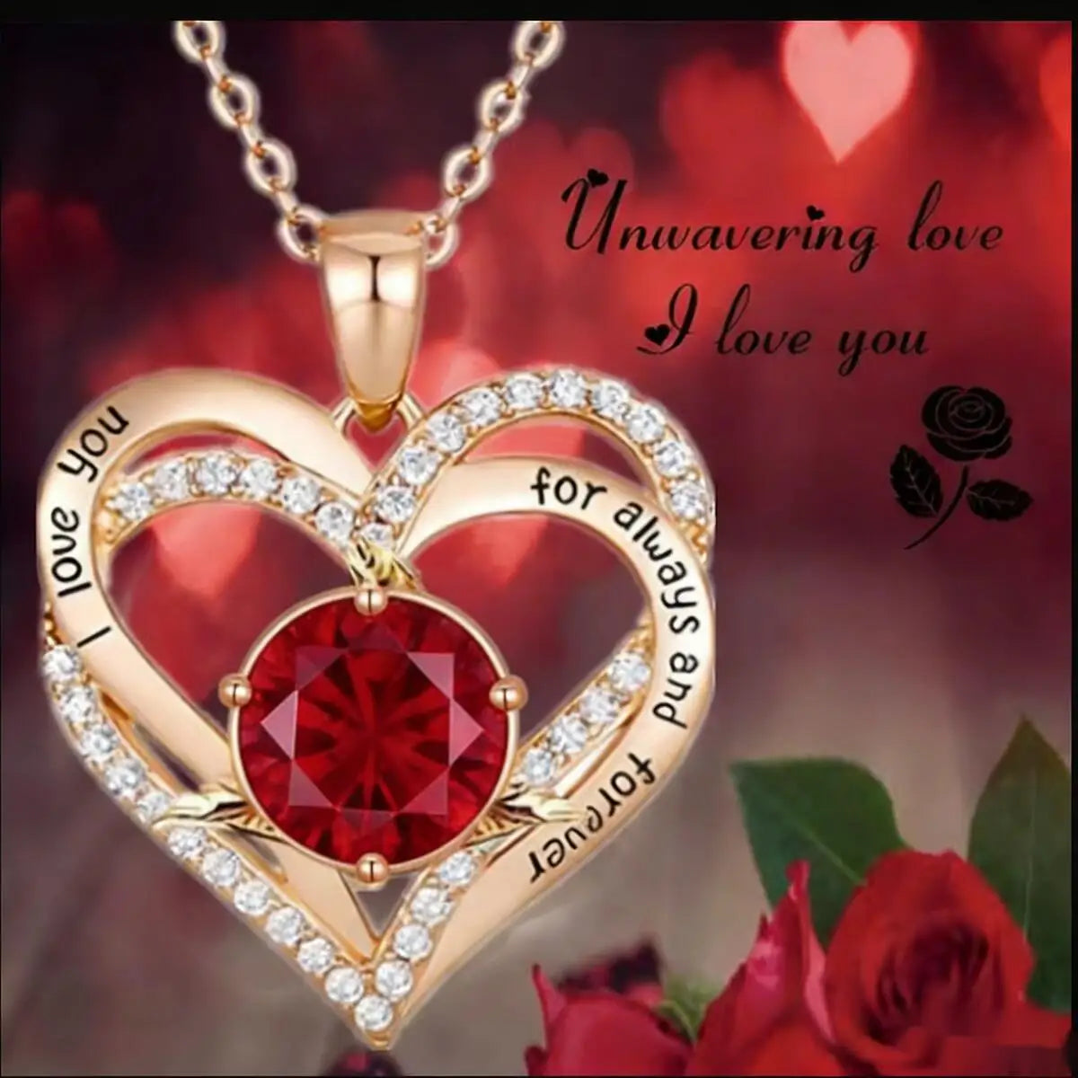 Fashion Income Rose Flower Pendant Necklace Anniversary Party Accessories Birthday Mother's Day Jewelry Gifts Mom Ladies Girls