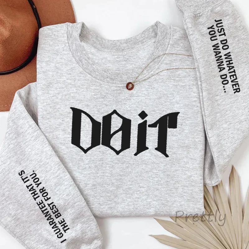 Do It Crewneck Sweatshirt Women Men Pink Kpop Fan Merch SKZ Sweatshirts Pullover Long Sleeve Hoodies Streewear Woman Clothing