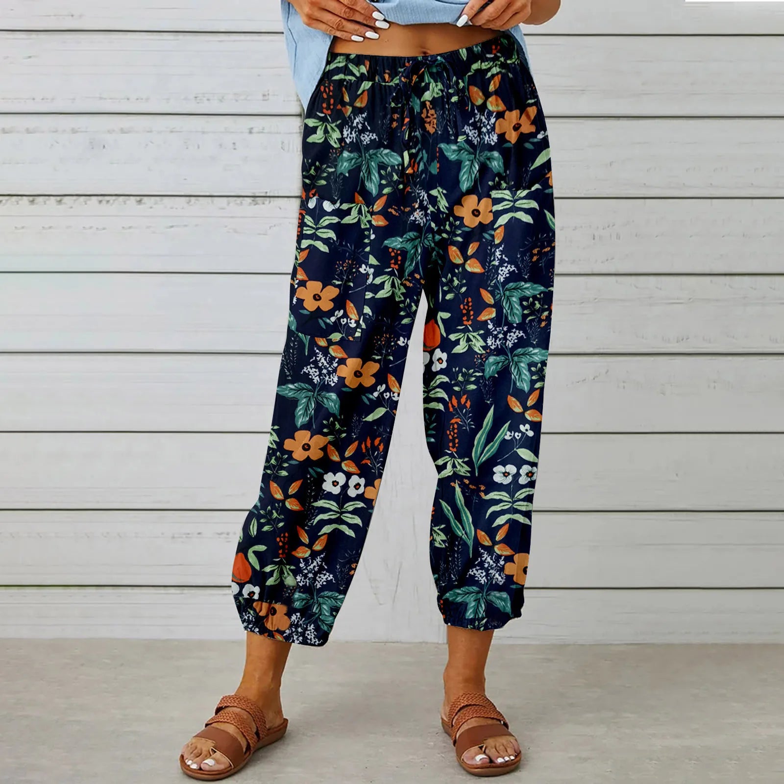 Women's Printed Trousers with Elastic Waist – Loose Bohemian Fit | Holiday & Everyday
